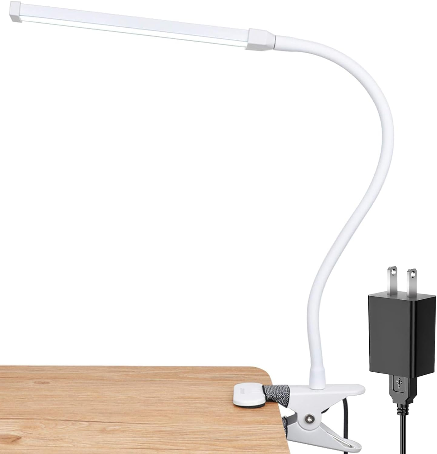 LEPOWER Led Clip on Light, 5W Reading Lights for Books in Bed with Gooseneck, Adjustable Color Temperature Clip Lamp, Ideal for Bedtime Reading and Piano Light, Metal, Silver