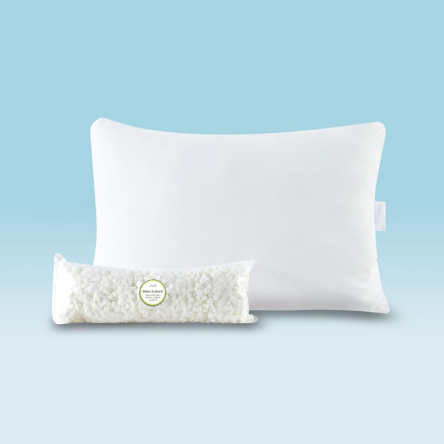 White Adjustable Memory Foam Cooling Pillow with Fill Pouch