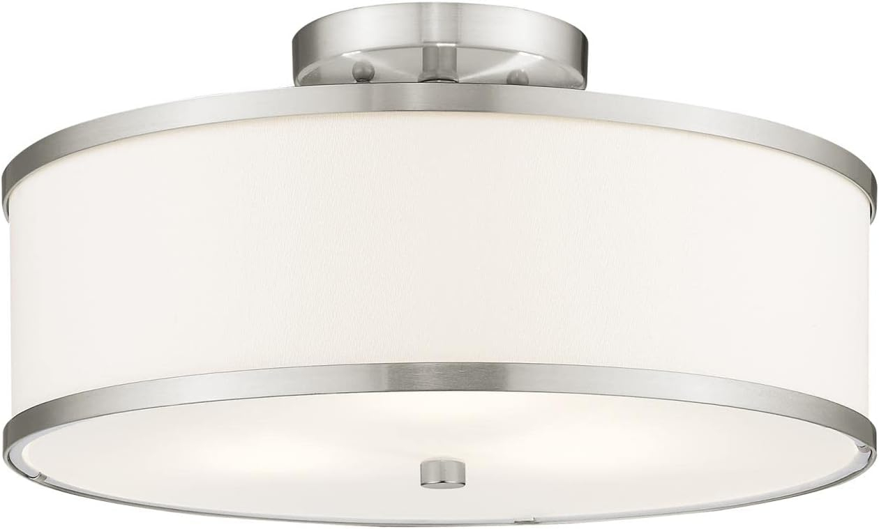 Livex Lighting Park Ridge 3 - Light Semi-Flush Mount in  Brushed Nickel