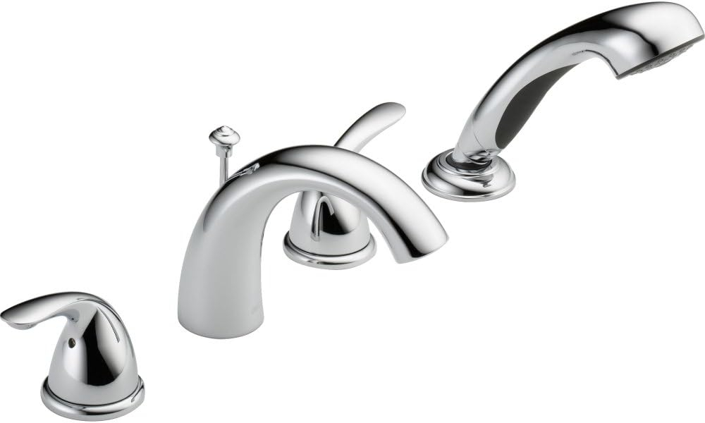 Classic Double Handle Deck Mounted Roman Tub Faucet Trim with Handshower