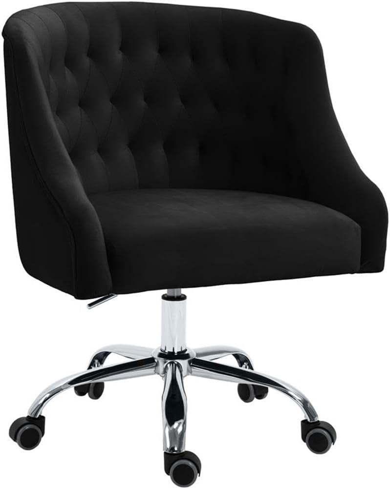 Meridian Furniture Arden Swivel Adjustable Black Velvet and Chrome Office Chair