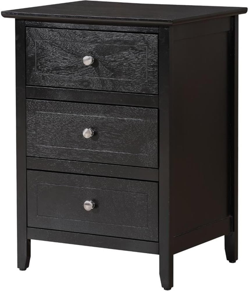 Glory Furniture Daniel 3 Drawer Nightstand in Black