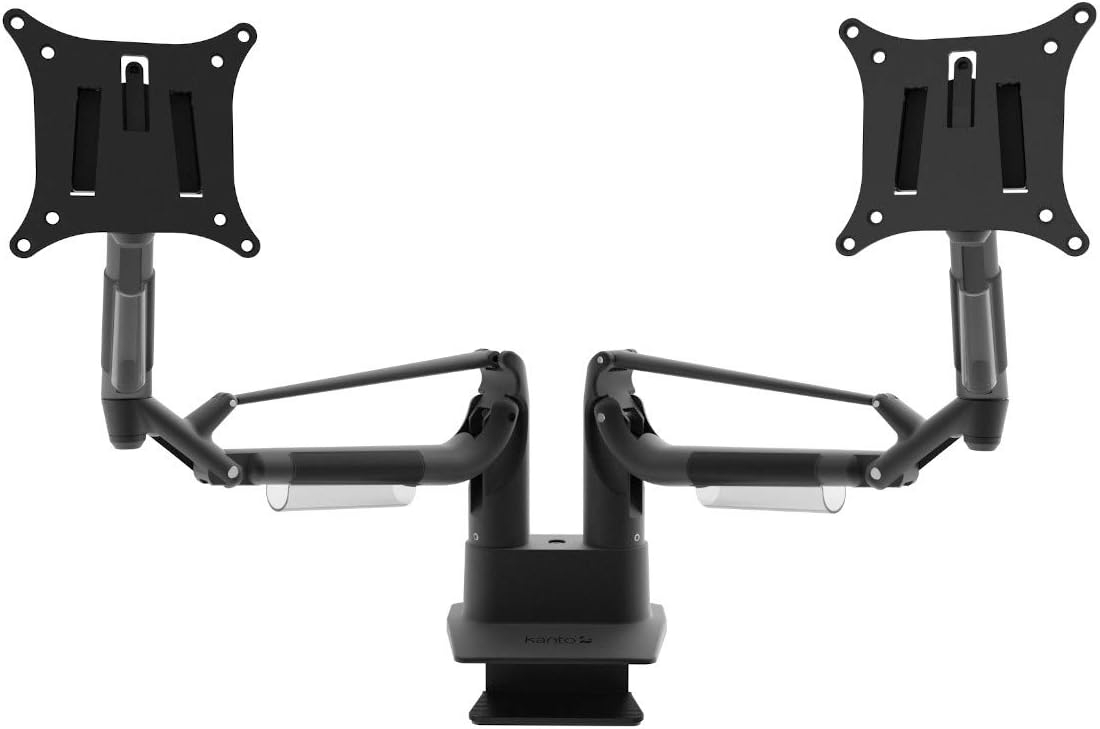 Black Aluminum Dual Monitor Desktop Mount with 360° Rotation