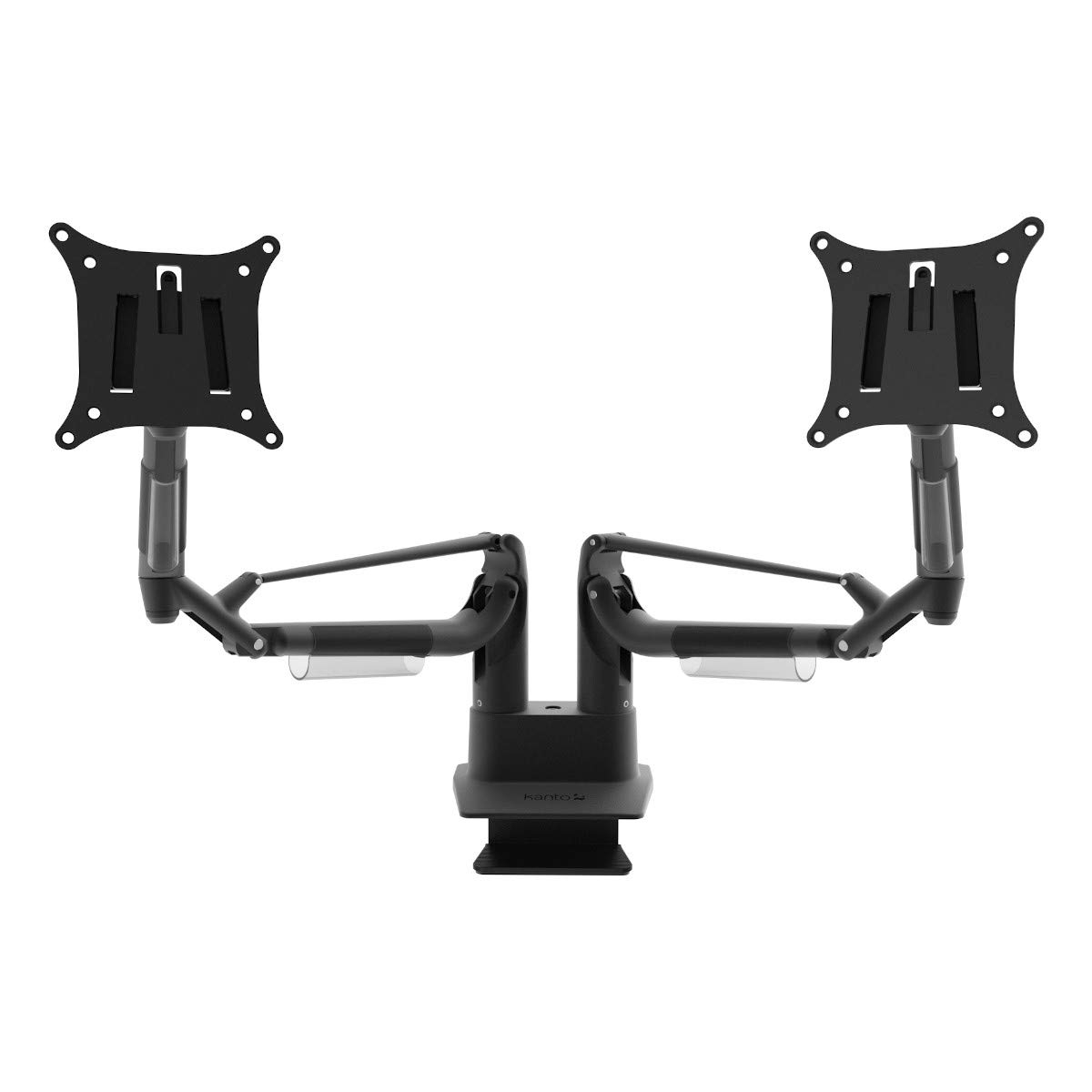 Black Aluminum Dual Monitor Desktop Mount with 360° Rotation