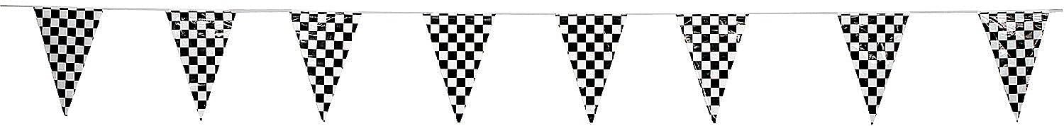 Fun Express Racing Pennant Party Decor 100ft - Colorful Outdoor Flags for Events Festivals Celebrations Parades & Outdoor Parties - Ideal for Decorations at Sporting Events Birthdays & More - 1 Piece
