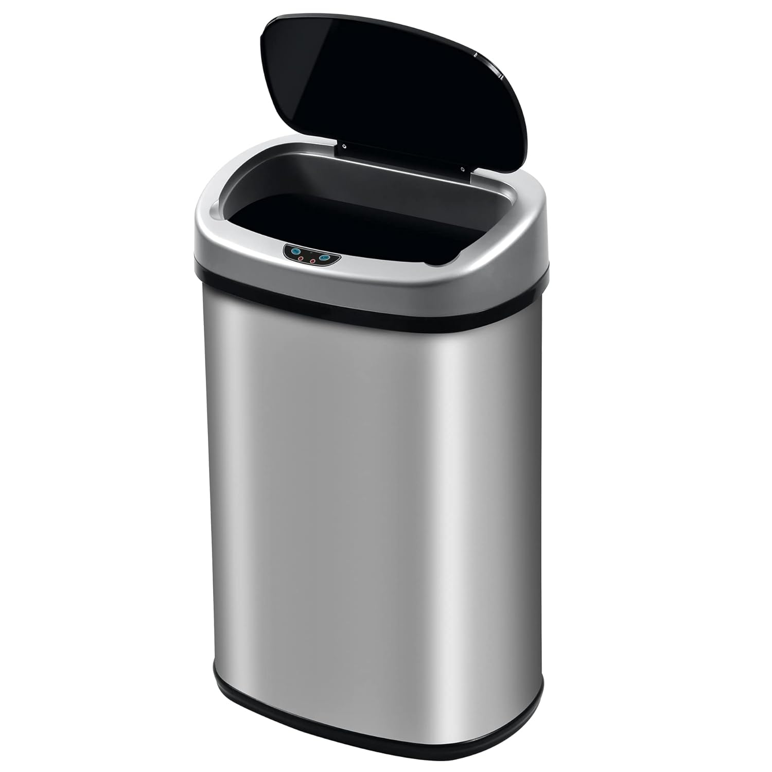 Stainless Steel Kitchen Trash Can - 13 Gallon Automatic Touch Free Garbage Can with Lid, High Capacity Electronic Touchless Sensor Trash Bin, Silver