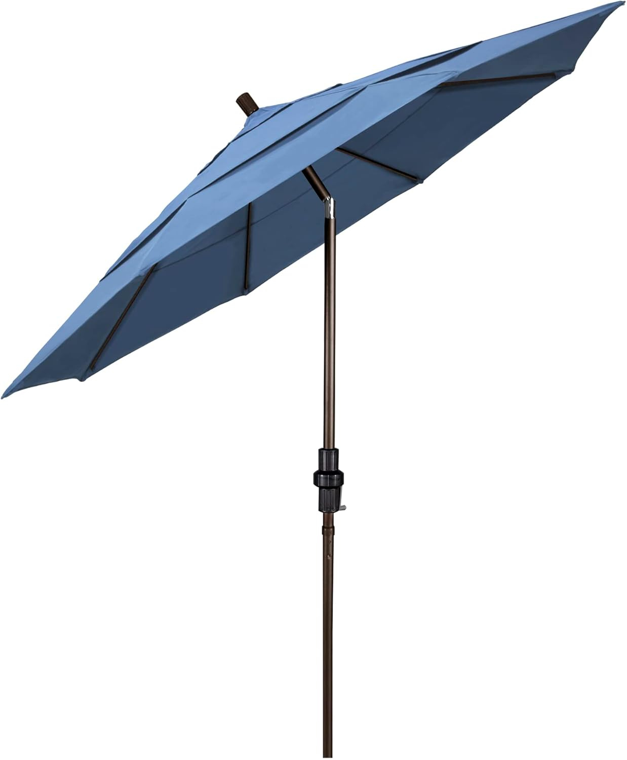 11 ft. Fiberglass Collar Tilt Double Vented Patio Umbrella in Frost Blue Olefin