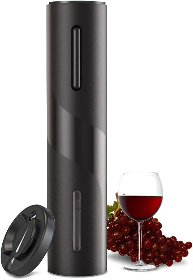 Electric Wine Opener, Automatic Corkscrews Wine Bottles Openers with Foil Cutter, Battery Operated Wine Bottles Openers for Wine Lovers in Home Kitchen Party Bar Outdoor - Black