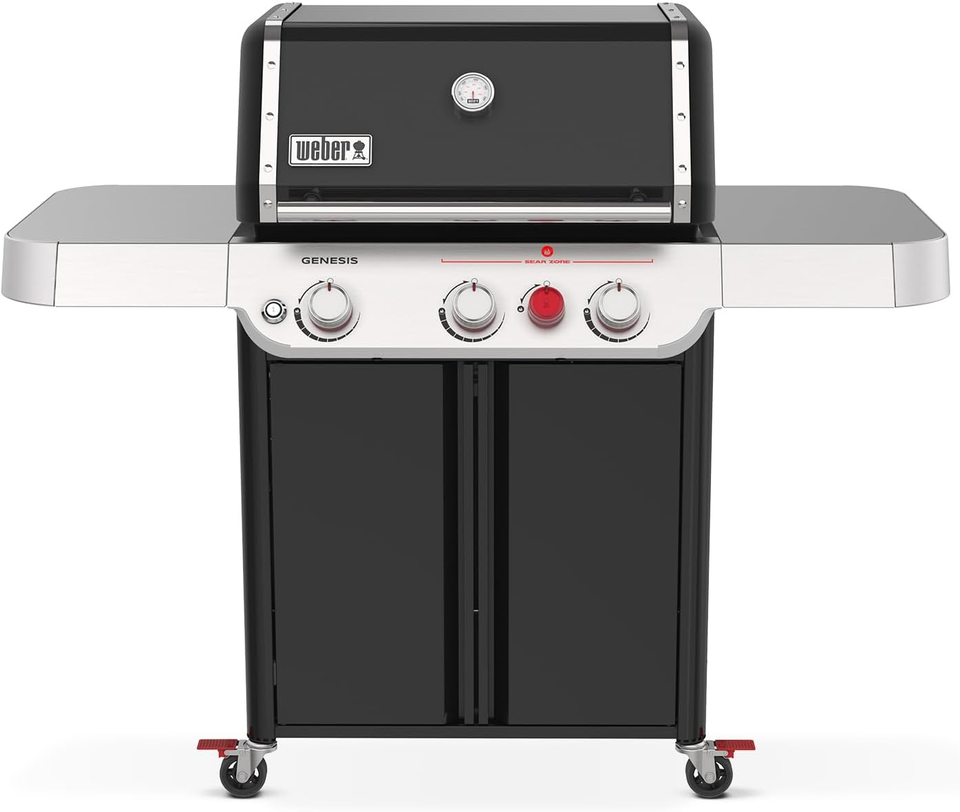 Weber Genesis E-325 3-Burner Silver Propane Gas Grill with Side Tables and Thermometer