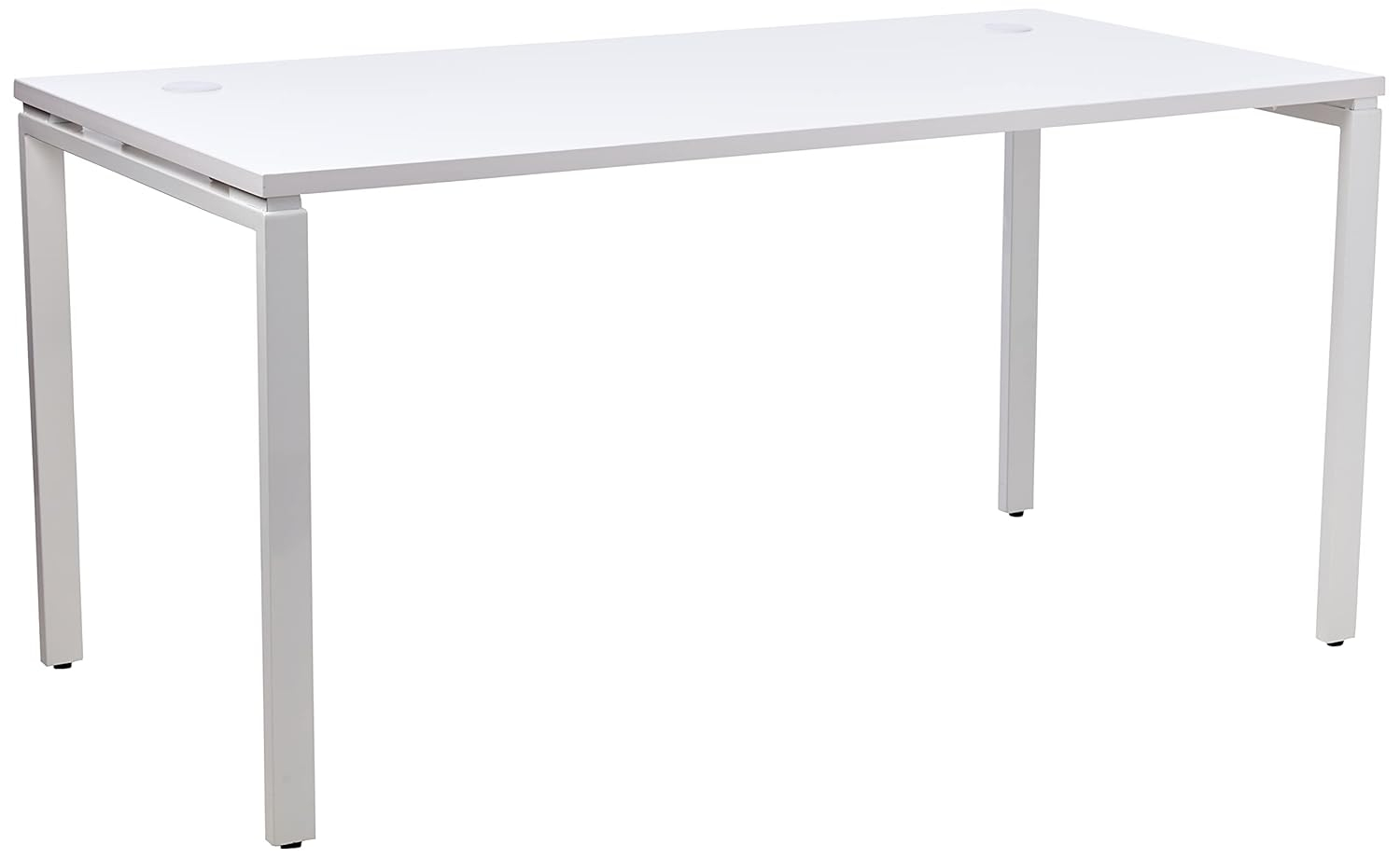 60" Writing Desk with White Laminate Top and White Finish Metal Legs
