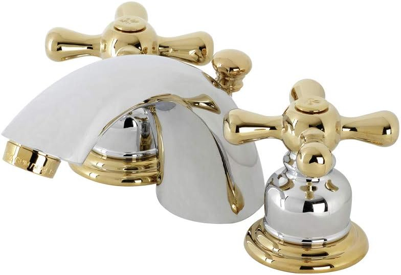 Kingston Brass KB944AX Victorian Mini-Widespread Bathroom Faucet, Polished Chrome/Polished Brass