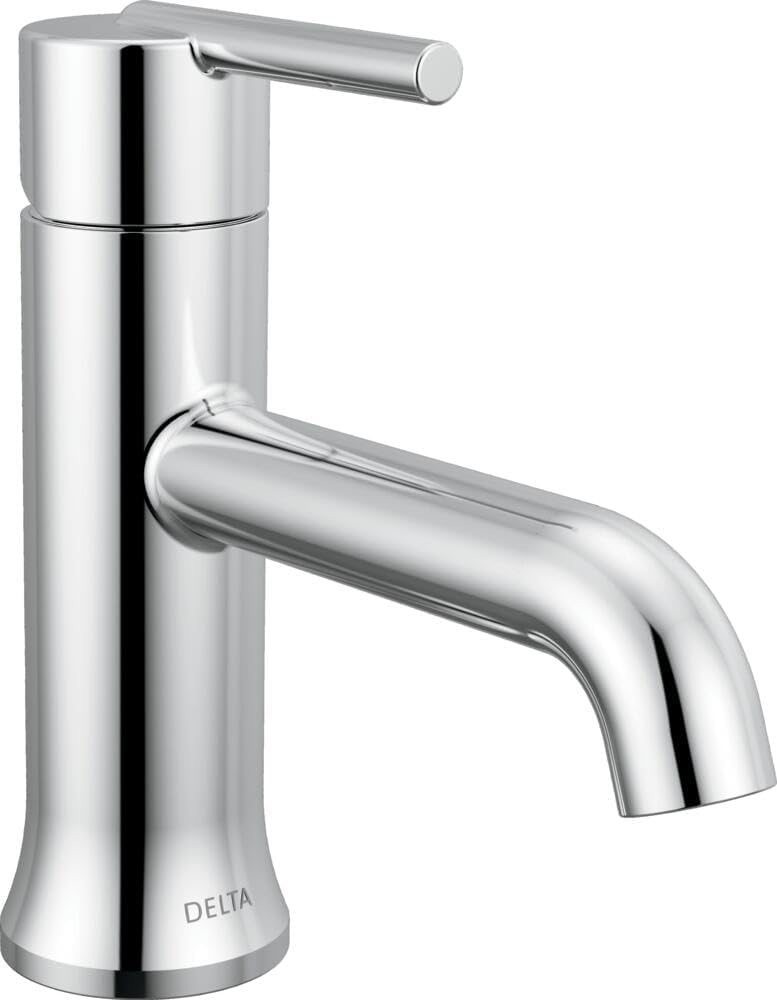 Delta Faucets Trinsic Single Handle Bathroom Faucet with Pop-Up Drain and Base Plate in Chrome