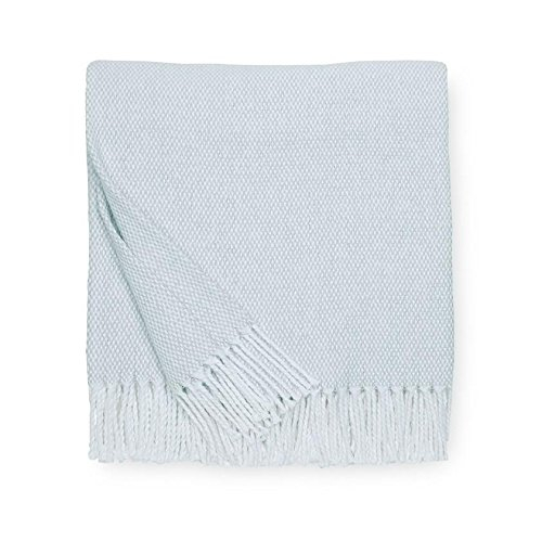 Seagreen Cotton Basket Weave Throw Blanket with Fringes