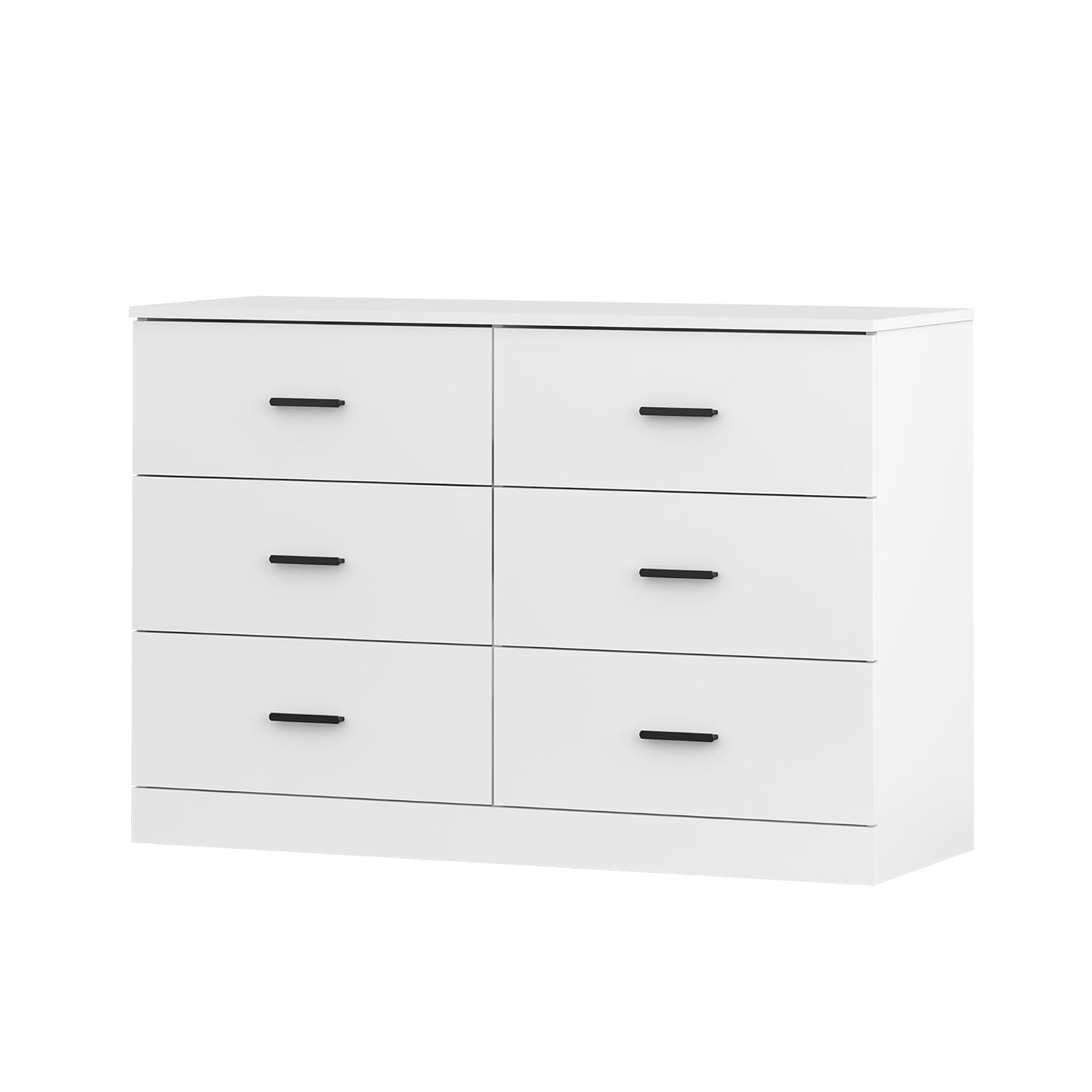 6 Drawer Dresser with Metal Handle, Wood Wide Chest of Drawers Storage Cabinet with 6 Drawers