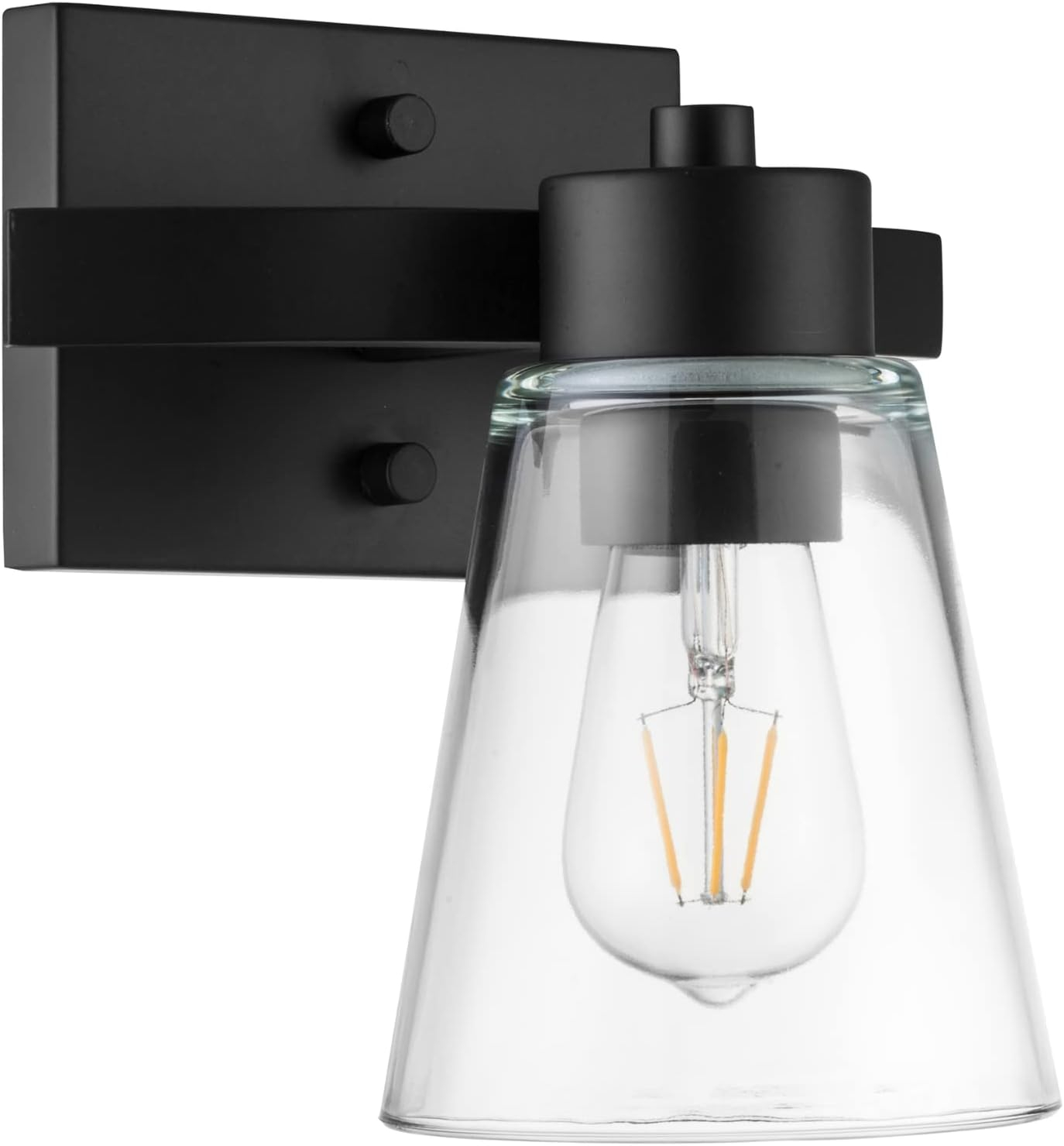 Prominence Home Fairendale 1-Light Matte Black Bathroom Vanity Light with Clear Glass Shade