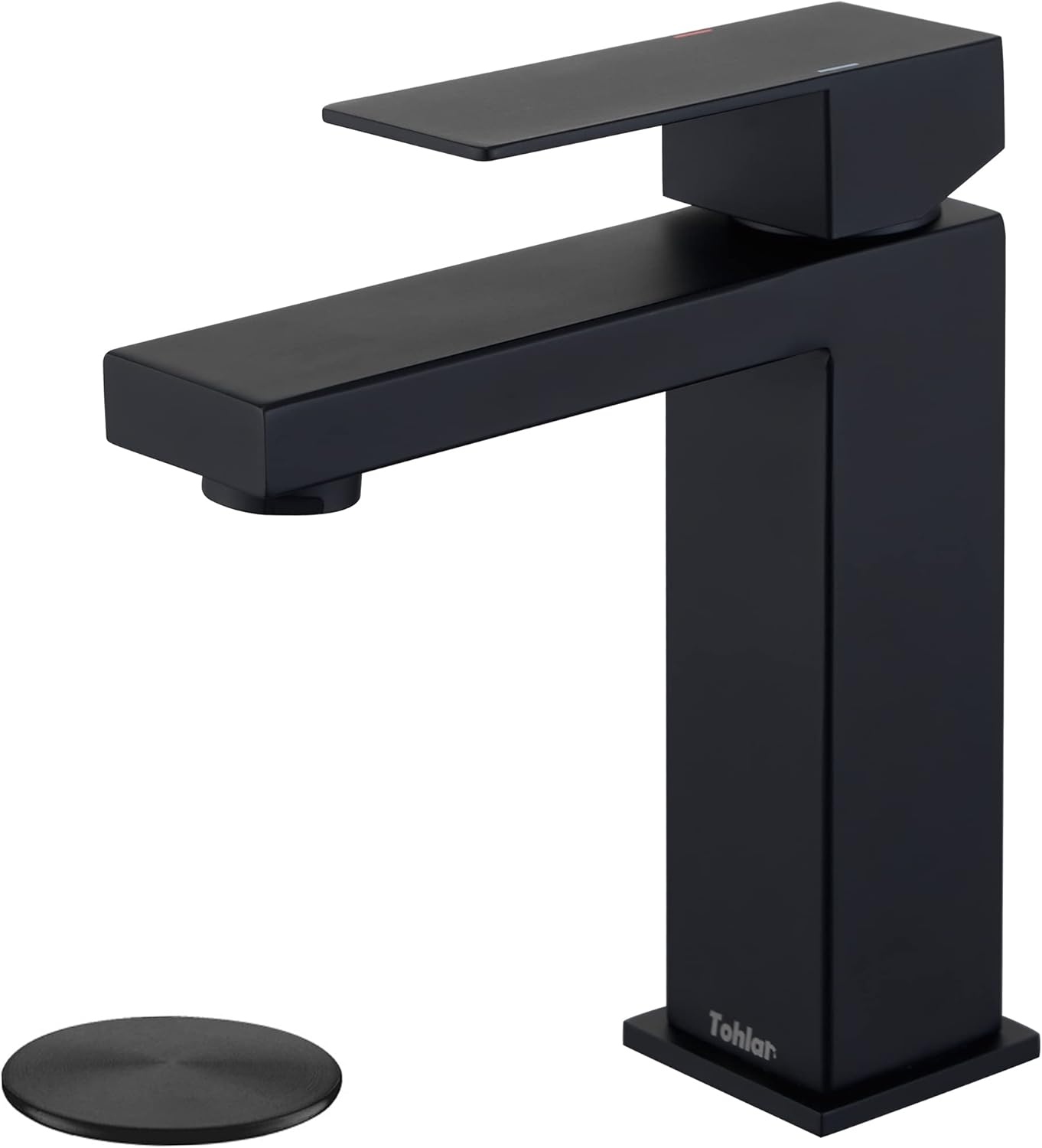 Matte Black Single Handle Bathroom Sink Faucet, Stainless Steel Bathroom Faucet with cUPC Certified Water Supply Hoses, Commercial Vanity Faucet Modern Single Hole RV Bathroom Faucets