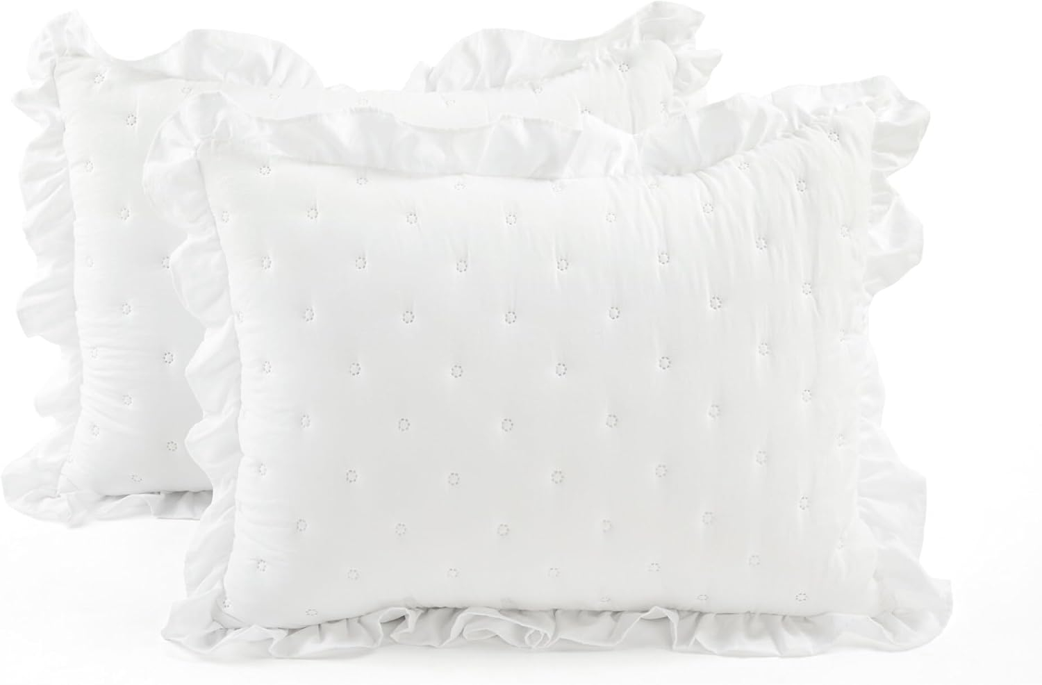 Reyna Ruffle Reversible Oversized Quilt White 3Pc Set King