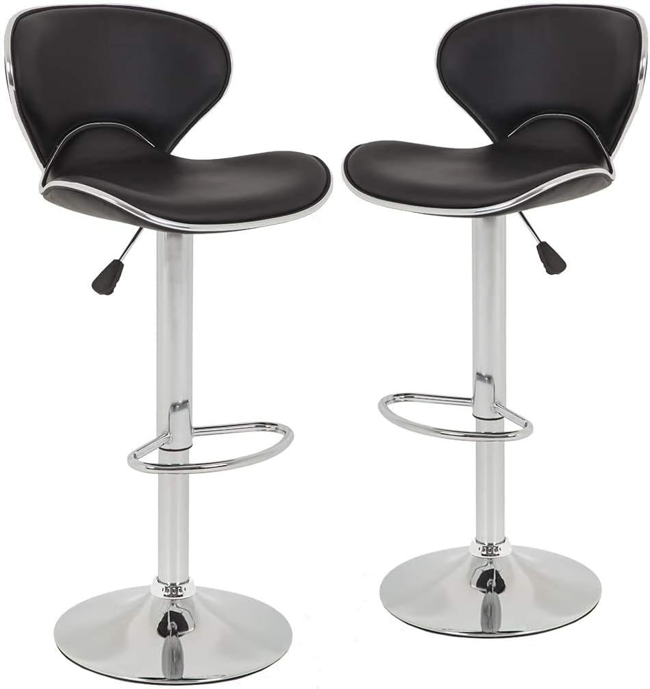 BestOffice Bar Stools Set of 2, Counter Height Adjustable Bar Stools with Back Bar Stool PU Leather Swivel Bar Stool Kitchen Counter Bar Stools Dining Chairs