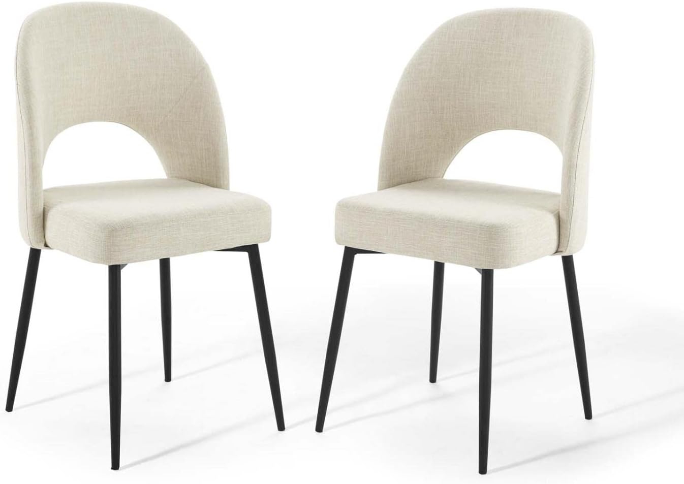 Modway Rouse Upholstered Fabric Side Set of 2 in Black Beige, 2 pcs-Dining Chairs