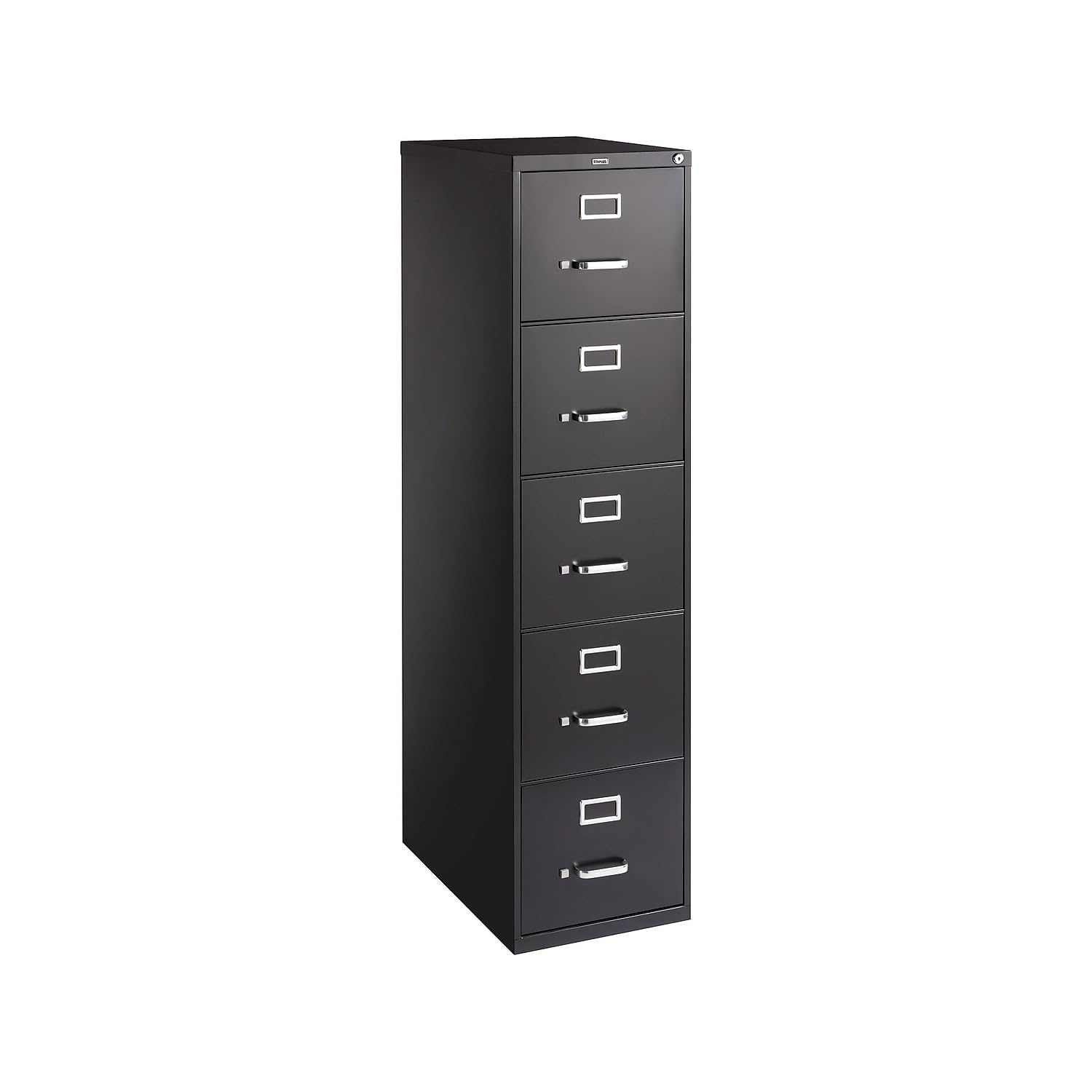 Black Steel 5-Drawer Lockable Vertical Filing Cabinet