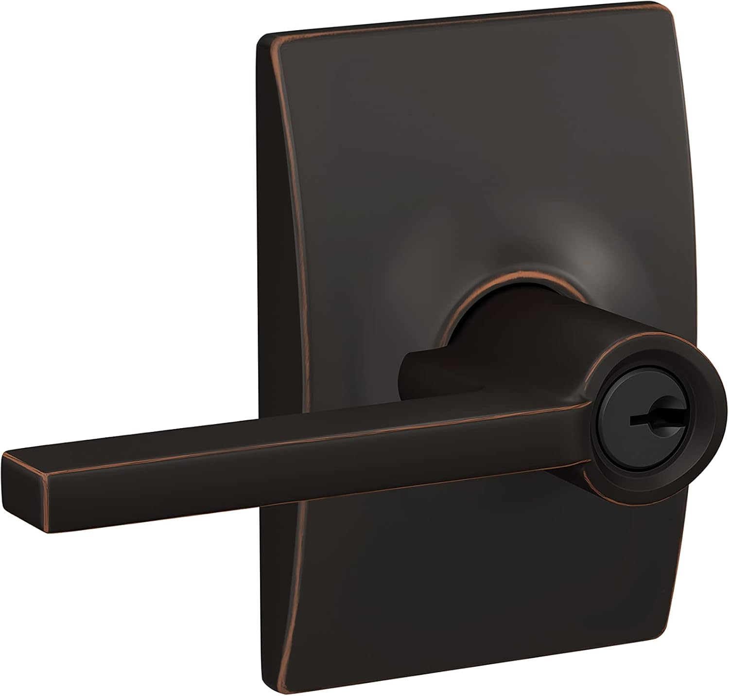 Latitude Aged Bronze Keyed Entry Door Handle with Century Trim