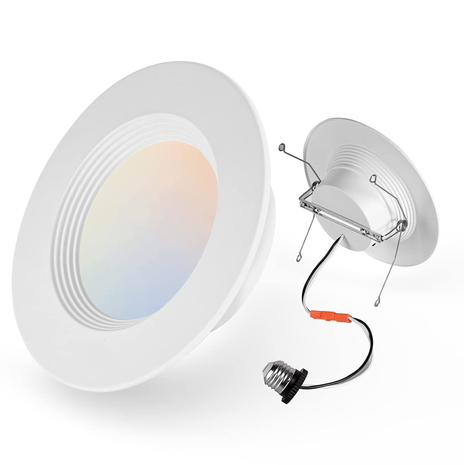 1 Pack 5/6 Inch LED Can Lights Retrofit Recessed Lighting, 5CCT 6 Inch Recessed Lights Selectable 2700K-6000K Dimmable, 12W=75W, 1200LM Downlight with Metal Smooth Trim-ETL and Energy Star Certified