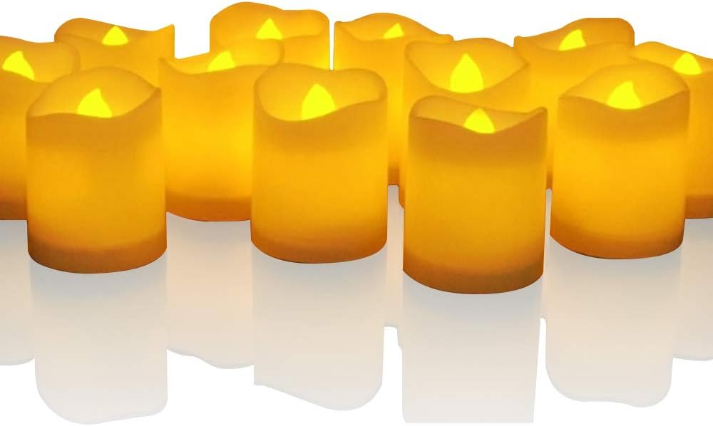 12 Pcs Flameless LED Tea Light Candles Warm Yellow Flickering Bright Tealights Electric