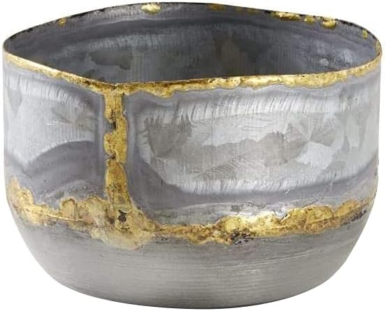 Serene Spaces Living Decorative Zinc Bowl with a Touch of Gold, Modern Accent Piece, Measures 3.25" Tall and 5" Diameter
