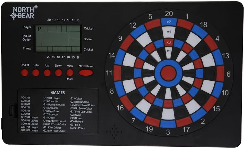 North Gear Electronic Dart Scorer with Voice Prompts 500 plus Games LCD Display