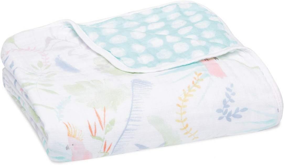 aden + anais essentials, muslin blanket, tropicalia-jungle bird