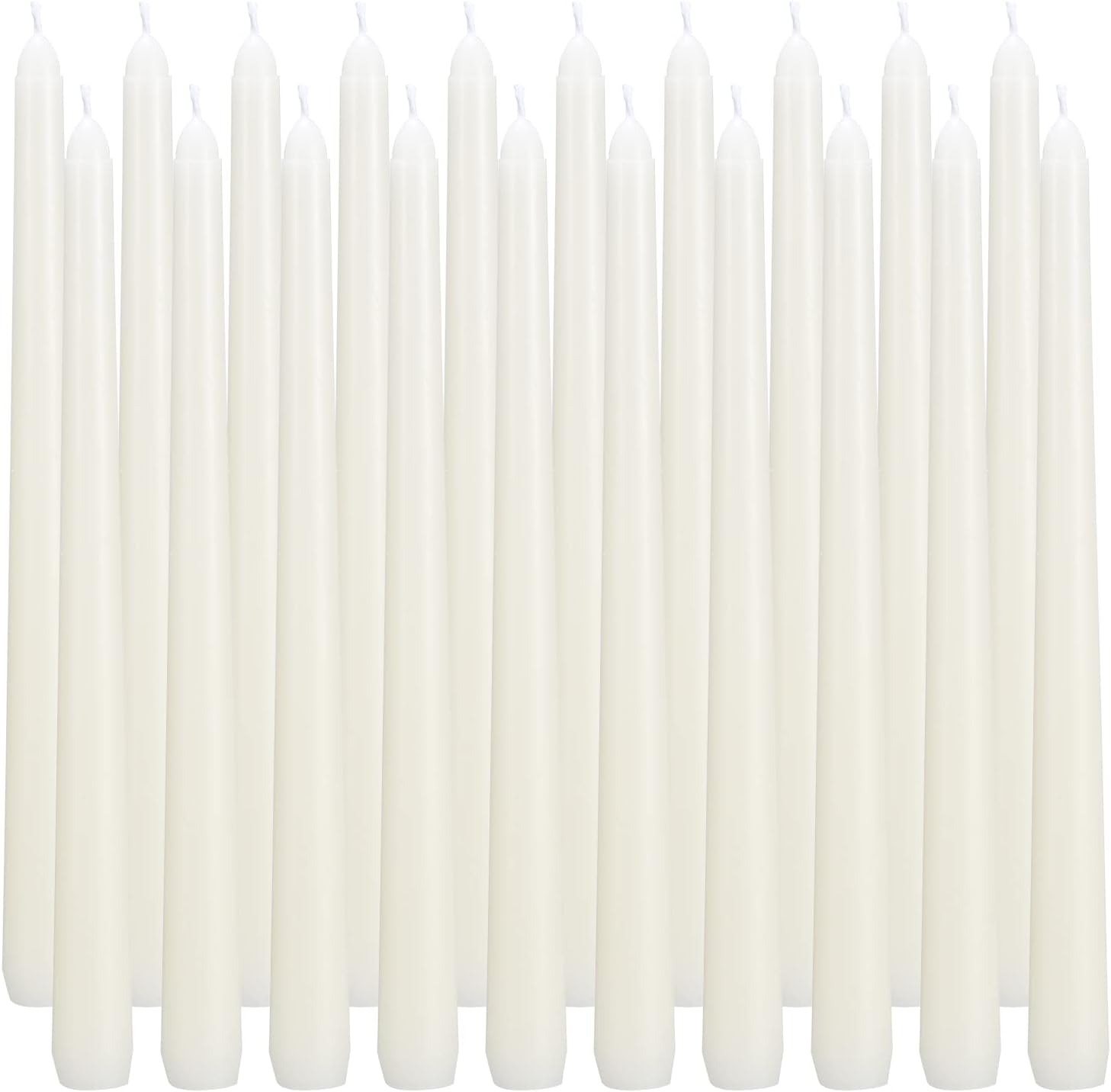 flamecan Ivory Taper Candles, Set of 20 Unscented and Smokeless 10 Inch Taper Candles Long Burning, Paraffin Wax with Cotton Wicks for Burning Approxinately 7-8 Hours Time