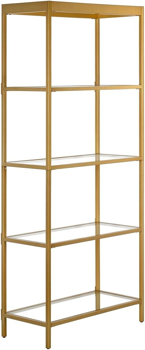 Evelyn&Zoe Alexis 30" Wide Rectangular Bookcase, Brass