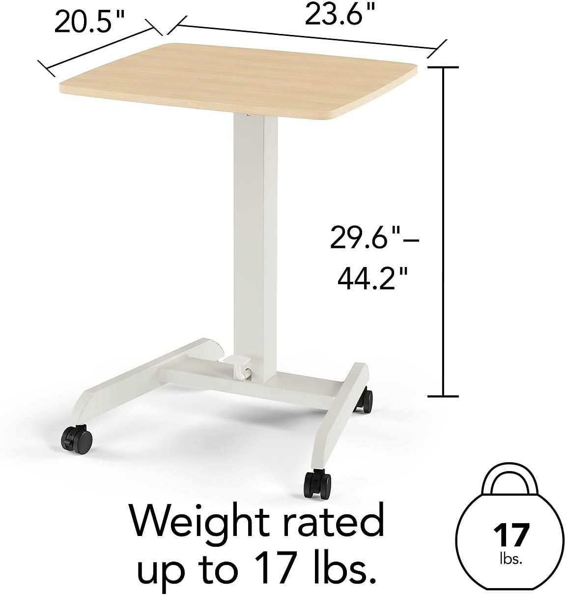 Union & Scale Essentials 24"W Adjustable Standing Mobile Desk Natural (UN60413-CC)