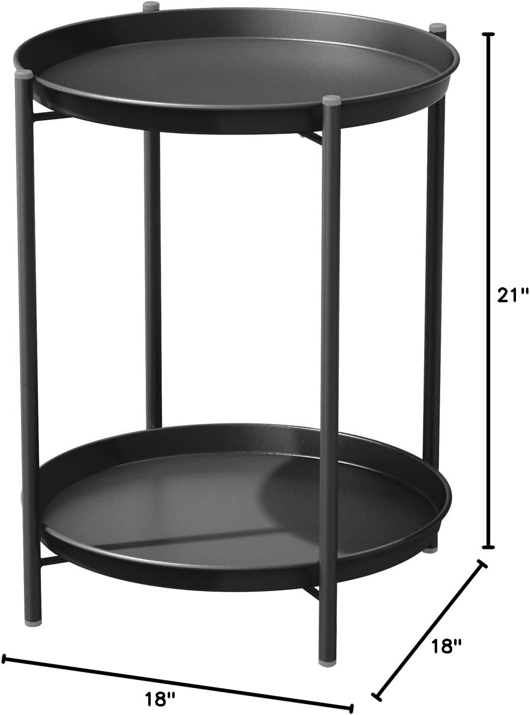 Grand patio Outdoor Side Table, 2-Tier Metal Round End Table, Black