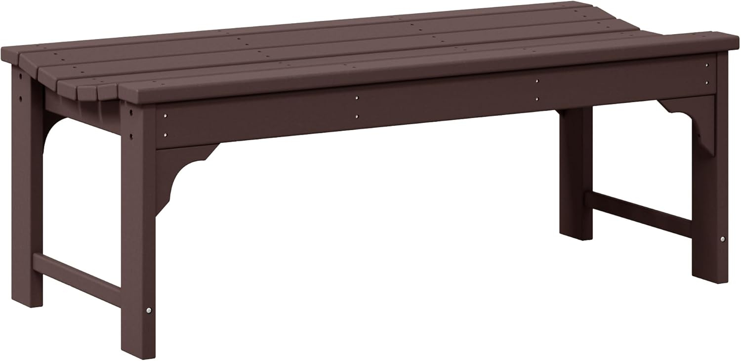 Westin Outdoors Malibu WO 48" Length Backless Poly Wood Outdoor/Garden Bench, Dark Brown