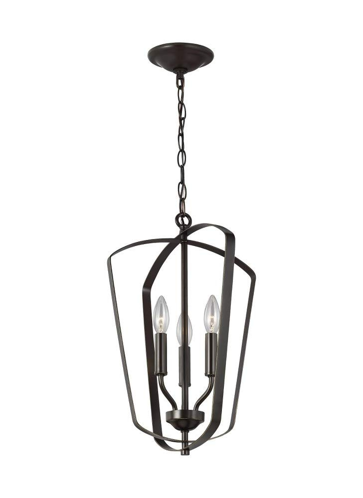 Romee Bronze 3-Light Classic Lantern Pendant with Glass Accents