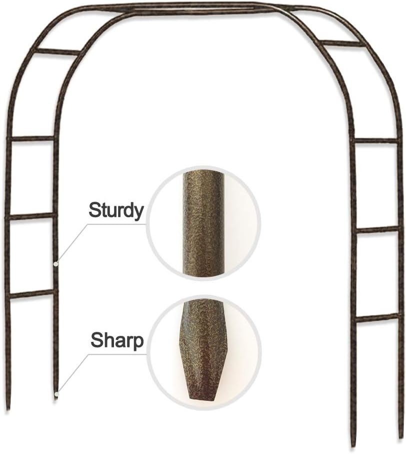 Metal Garden Arch,7.8 Feet High x 5.5 Feet Wide Sturdy Metal Arbor with Sharp Ends for Climbing Vines and Plants,Weddings Quinceaneras Party Decoration