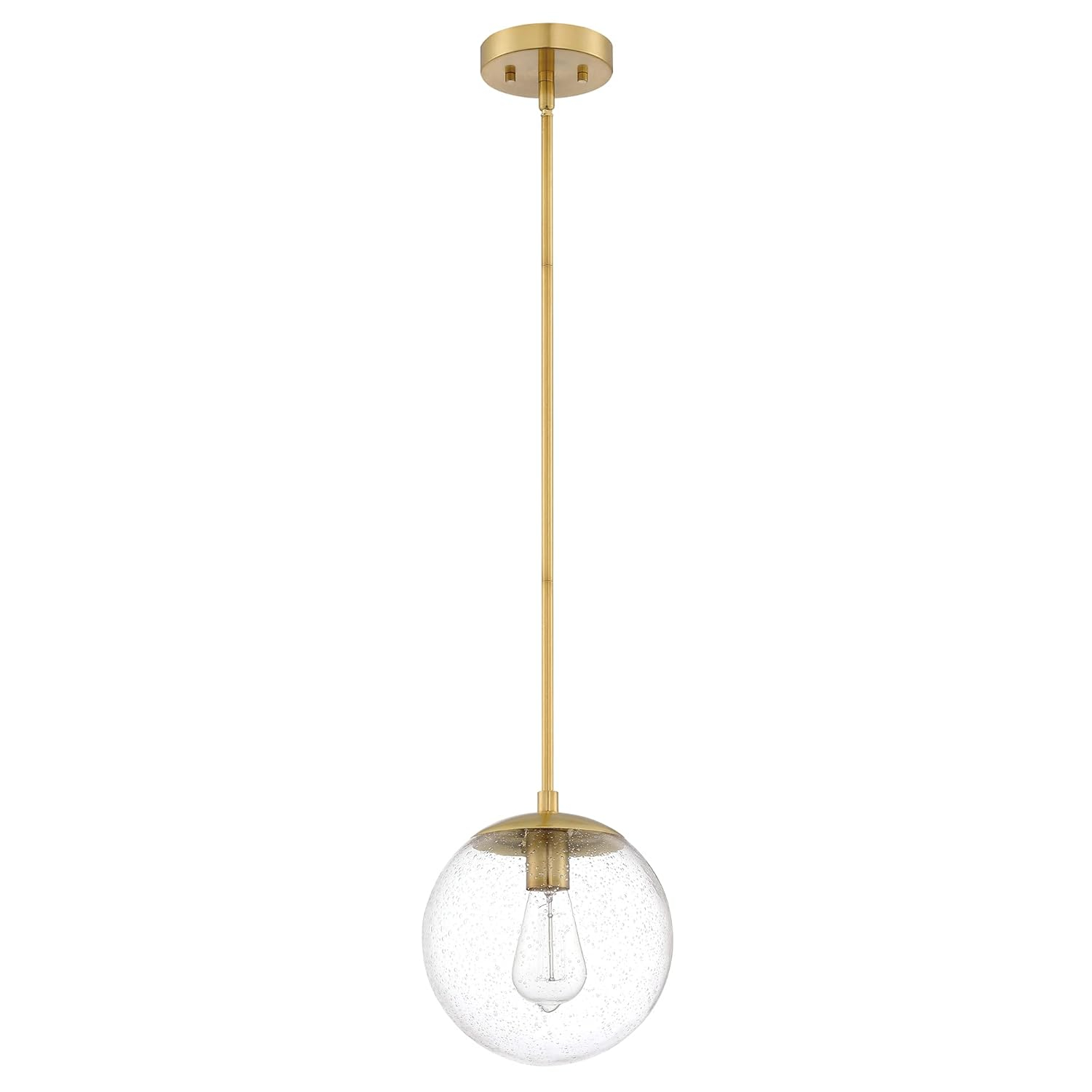 Design House Gracelyn Modern 1-Light Indoor Dimmable Pendant with Clear Seedy Glass Globe Shade, Satin Gold