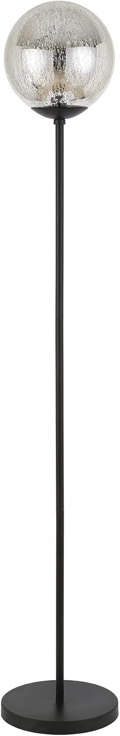 Evelyn&Zoe Oula 66" Tall Floor Lamp with Glass Shade, Blackened Bronze/Mercury Glass