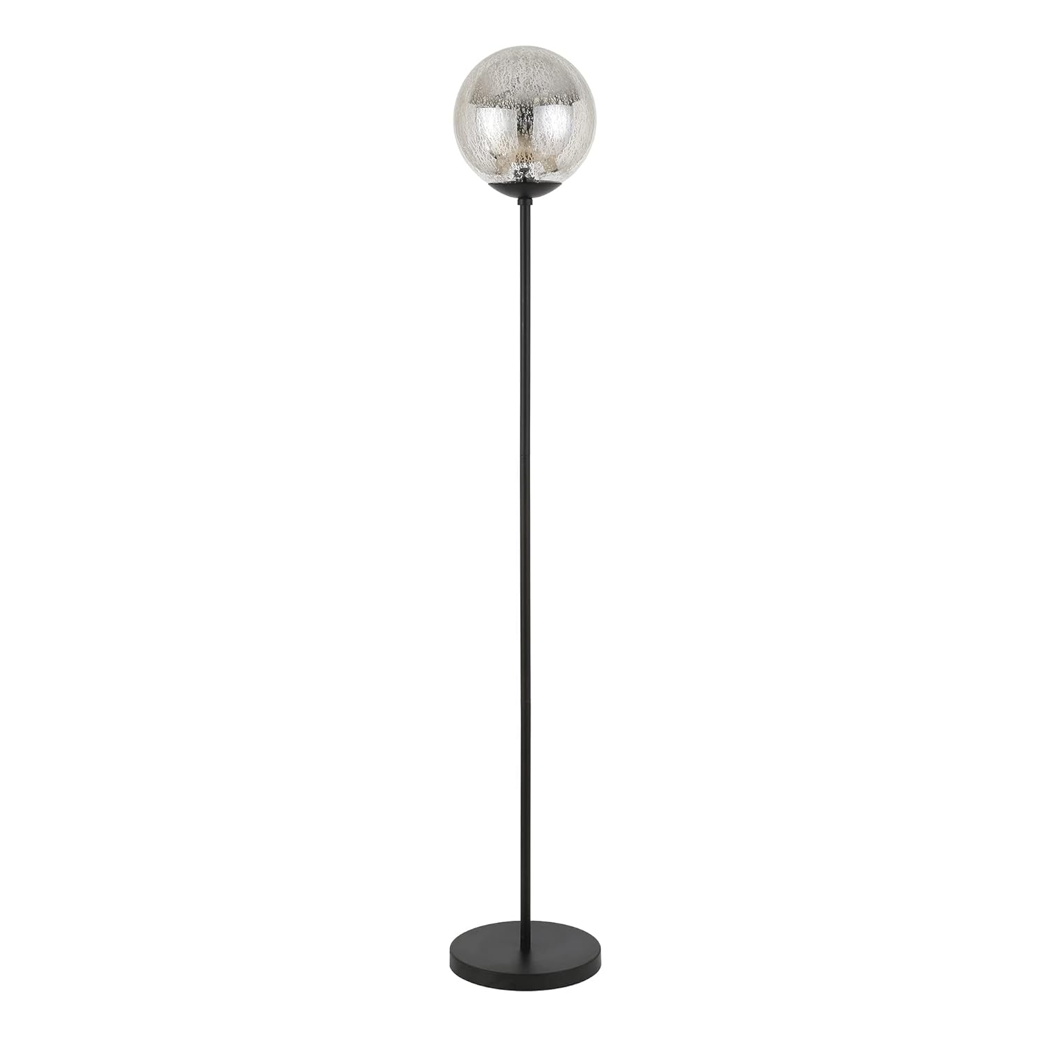 Evelyn&Zoe Oula 66" Tall Floor Lamp with Glass Shade, Blackened Bronze/Mercury Glass