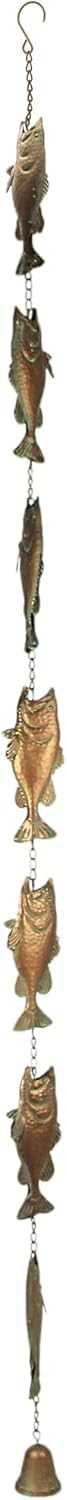 Things2Die4 71 inch Copper Metal Fish Rain Chain Gutter Downspout Home Decor Art