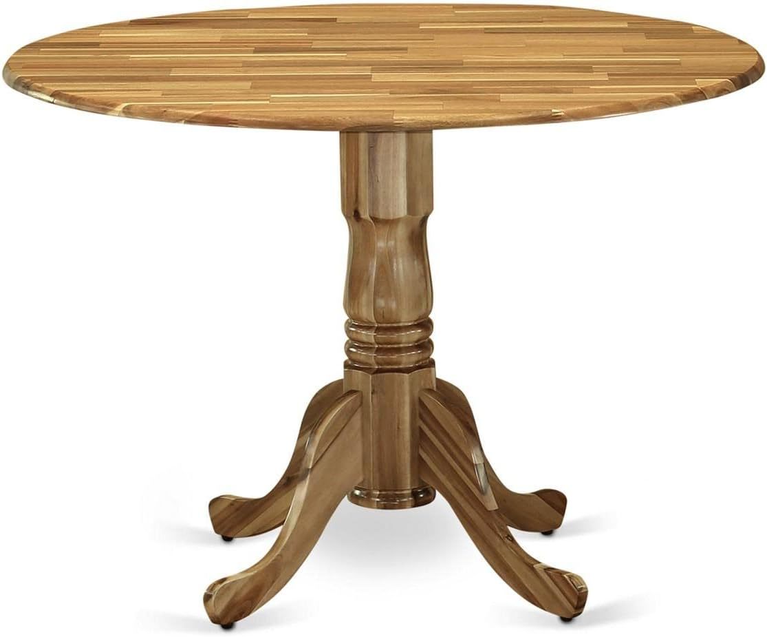 East West Furniture Dublin Wood Dining Table with Pedestal Legs in Natural