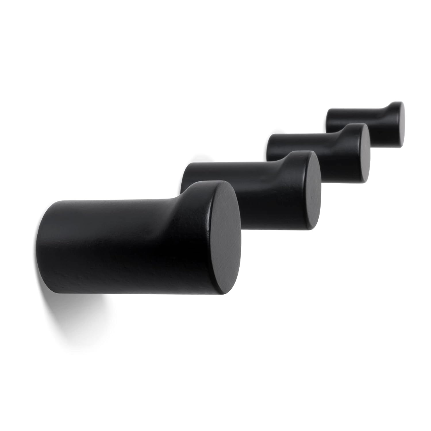 Wooden Black Wall Hooks - Pack of 4 - Wall Mounted Decorative Hook - Modern Wood Pegs for Hanging Hat, Coat, Towel - Purse and Backpack Hanger for Entryway