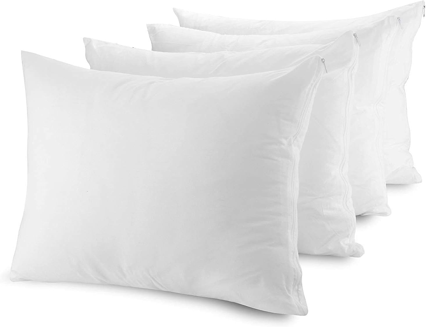 Poly-Cotton Zippered Pillow Cover - King Size Pillow Protector - Protects from Dirt, Dust, and Debris - 2 Pack
