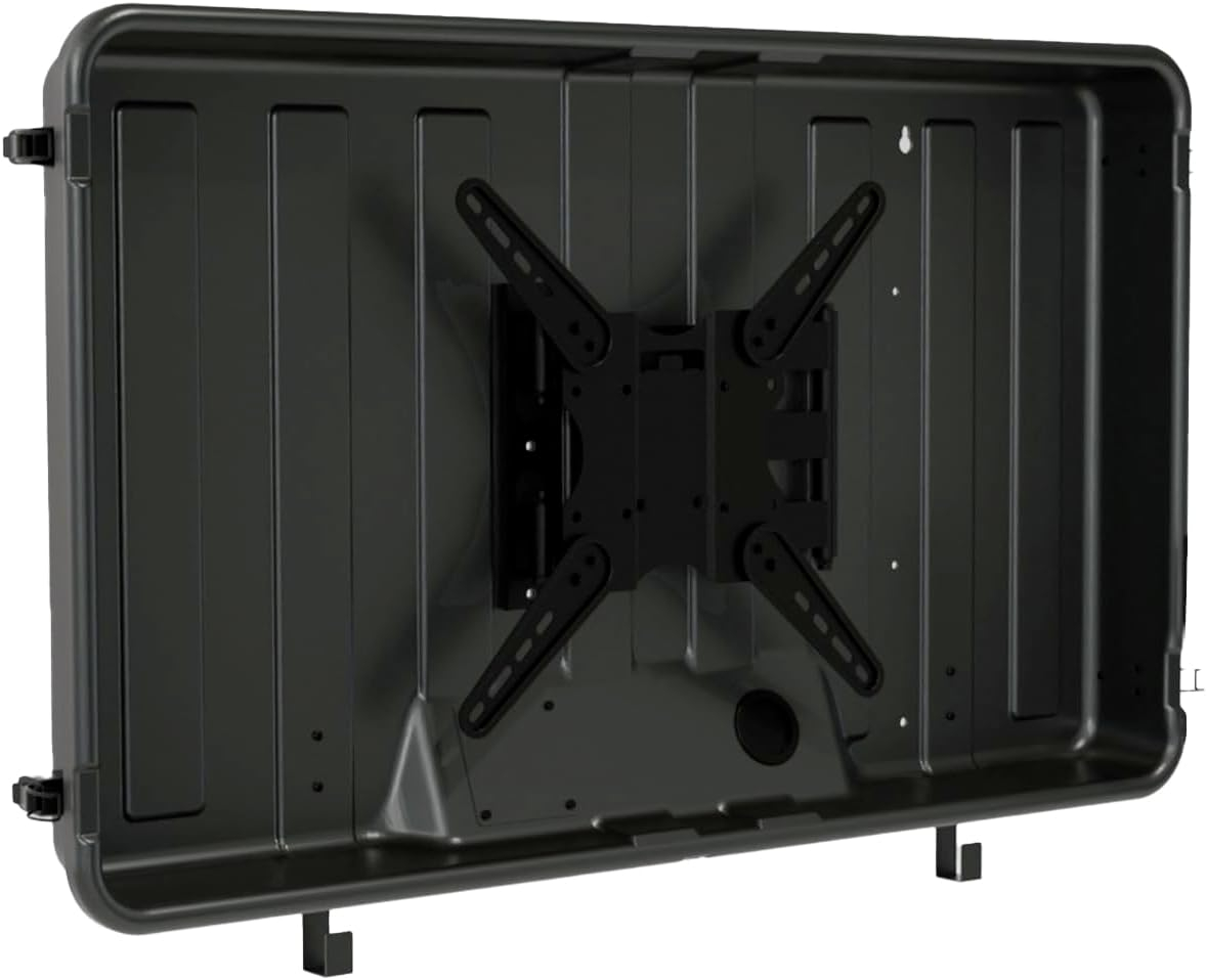 Black ABS Plastic Full-Motion Outdoor TV Enclosure with Wall Mount