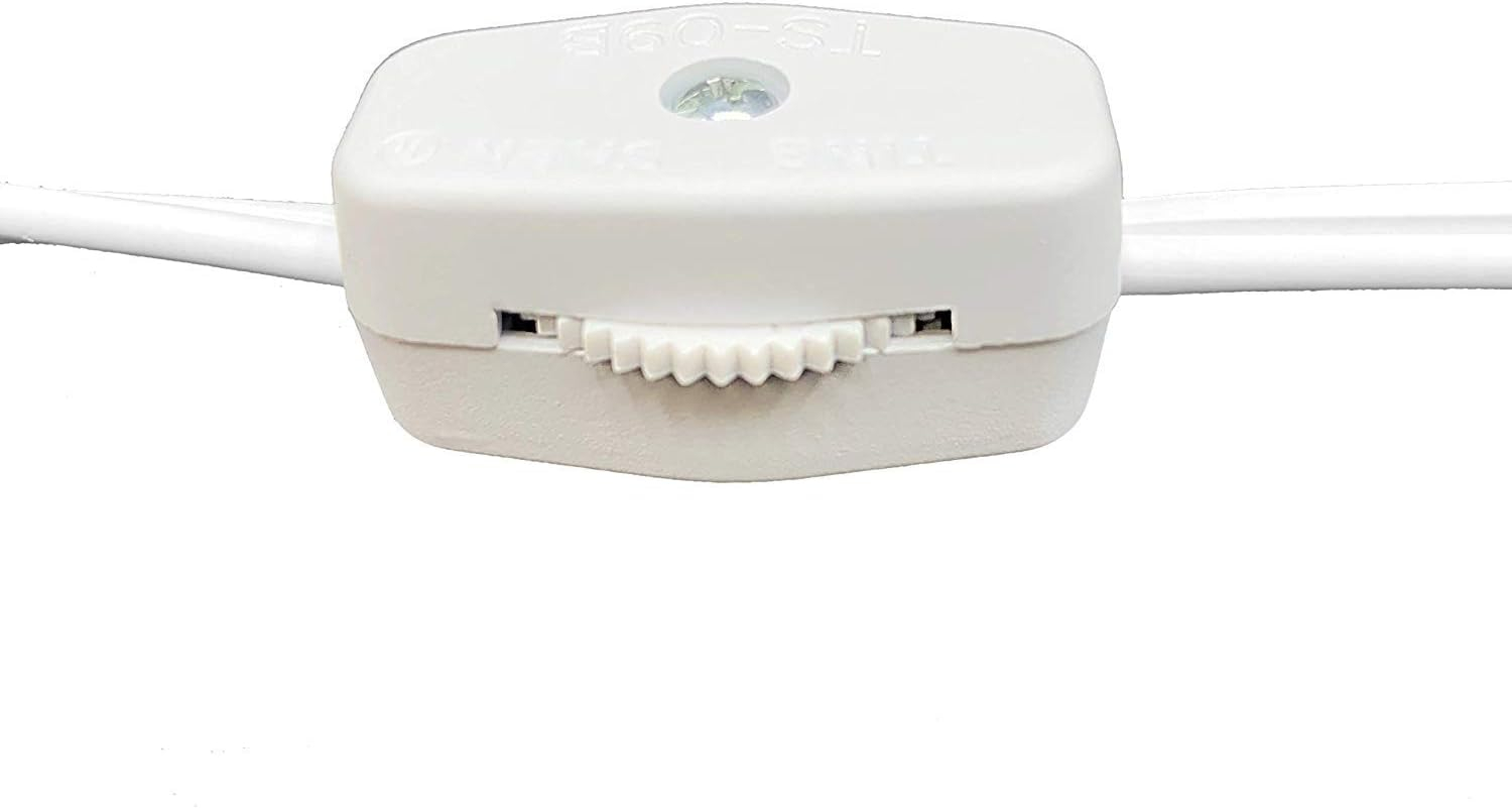 Creative Hobbies 6’ White Lamp Cord with Rotary Switch Replacement Lamp Cord