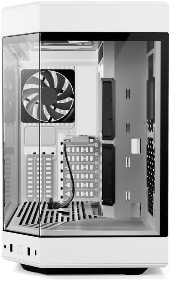 HYTE Y60 Modern Aesthetic Dual Chamber Panoramic Tempered Glass Mid-Tower ATX Computer Gaming Case with PCIe 4.0 Riser Cable Included, Snow White