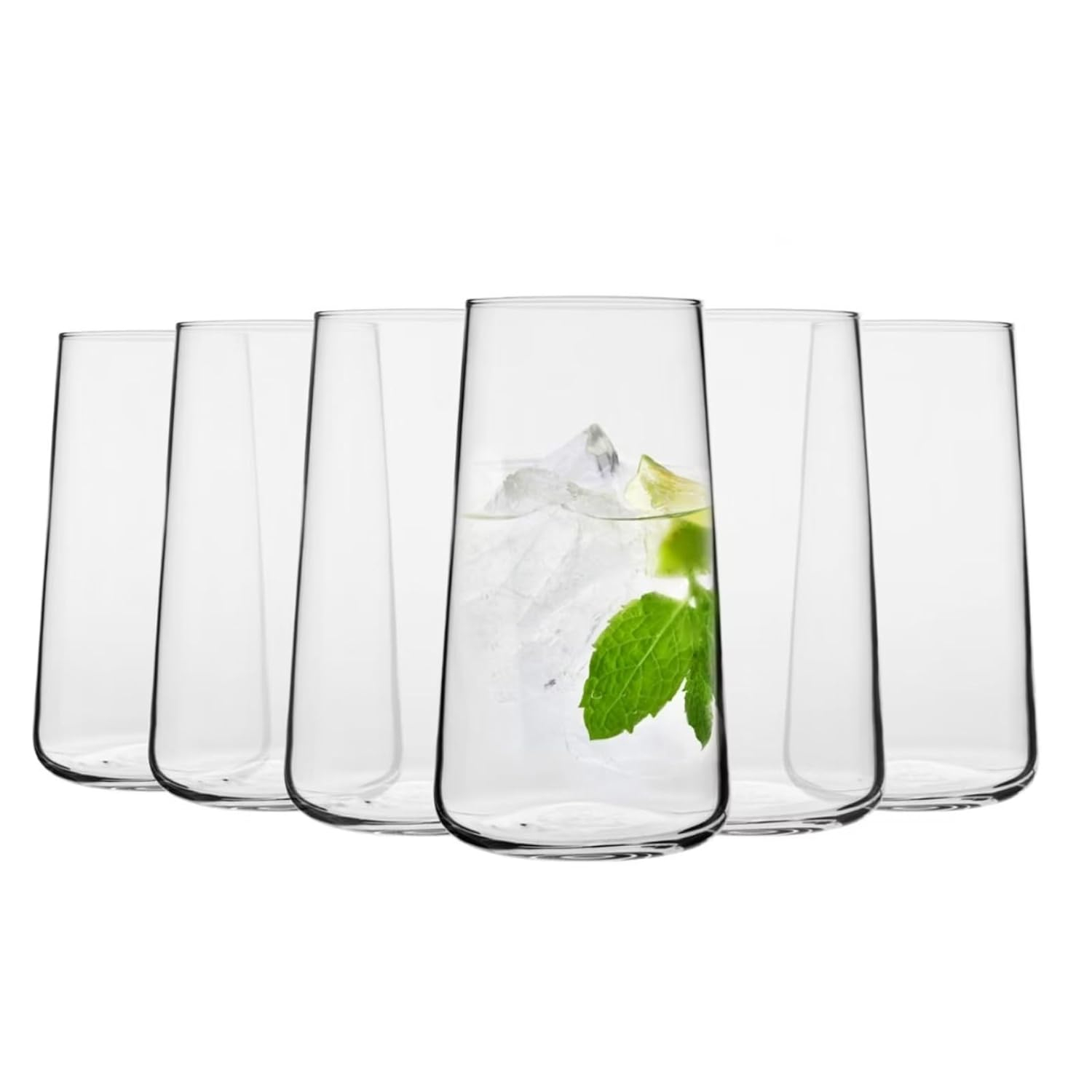 Krosno Water Glasses, Set of 6, Capacity 20 fl oz, Infinity Collection, Thin Highball Glasses,Clear Tall Glass Cups For Water, Juice, Drinks, and Cocktails, Dishwasher Safe, Made in Europe