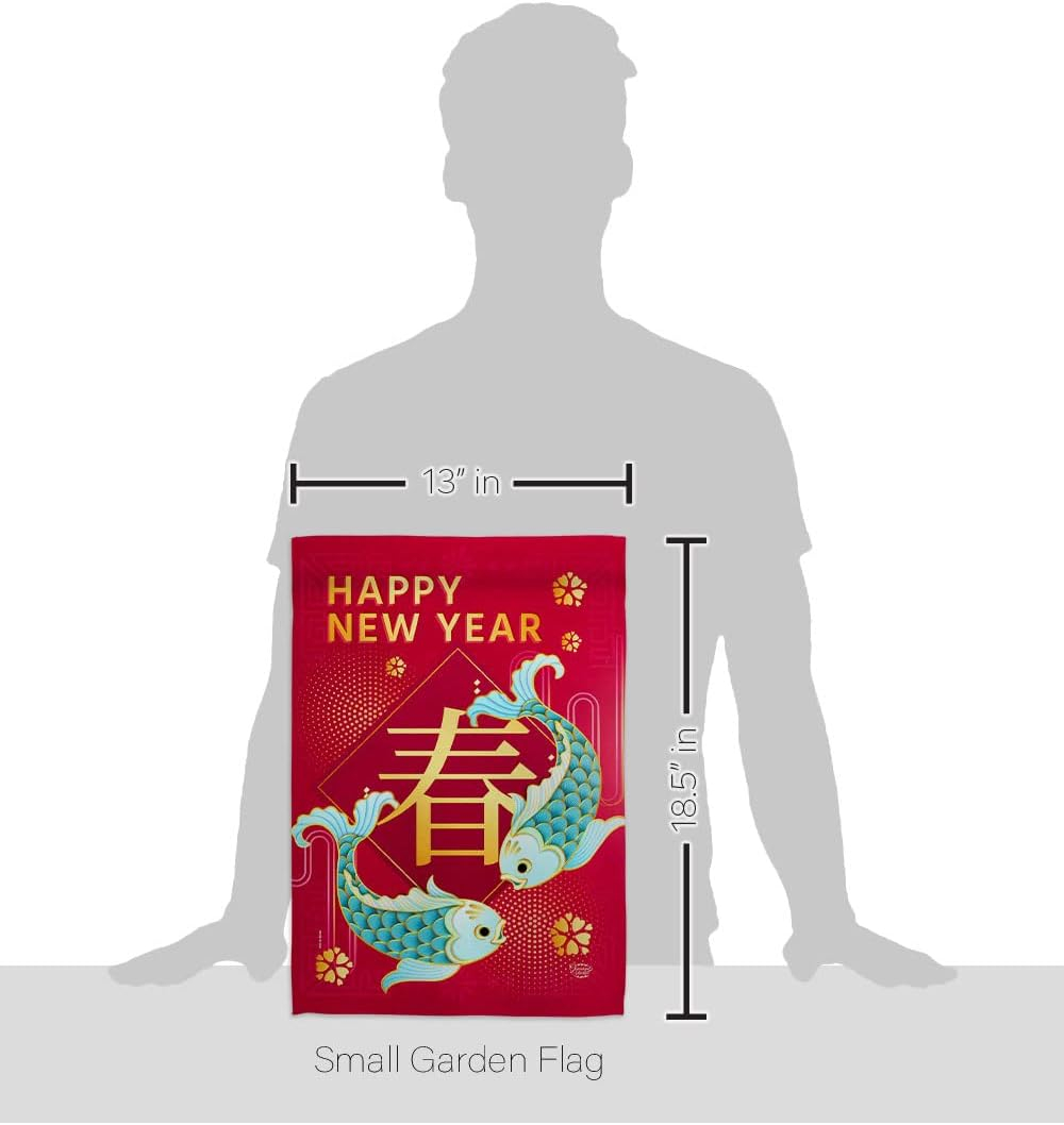 Spring Chinese New Year Garden Flag Home Decor Banner Wall Art Patio Lawn Front Porch Room Small Outdoor Tapestry Yard Sign Lunar New Year Gifts Chinese Decorations Made in USA