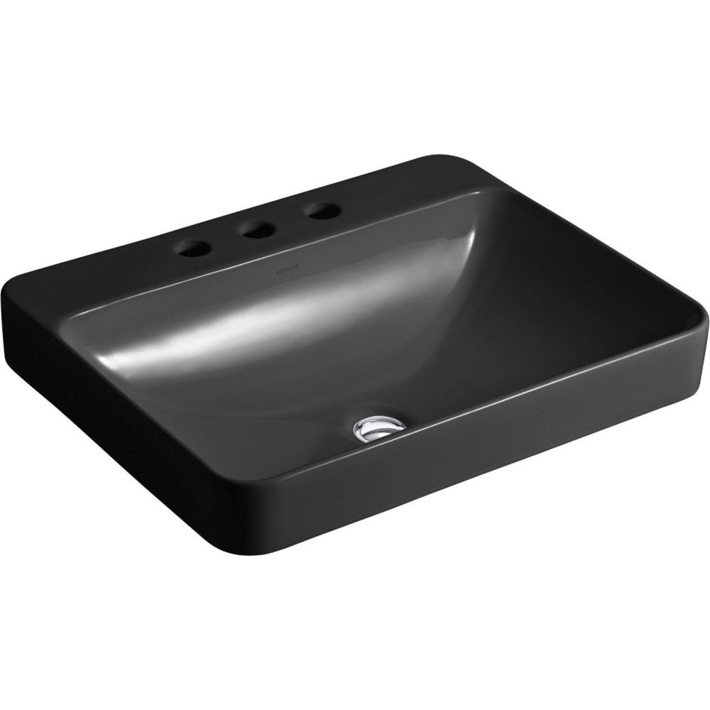 Vox® Vitreous China Rectangular Vessel Bathroom Sink with Overflow